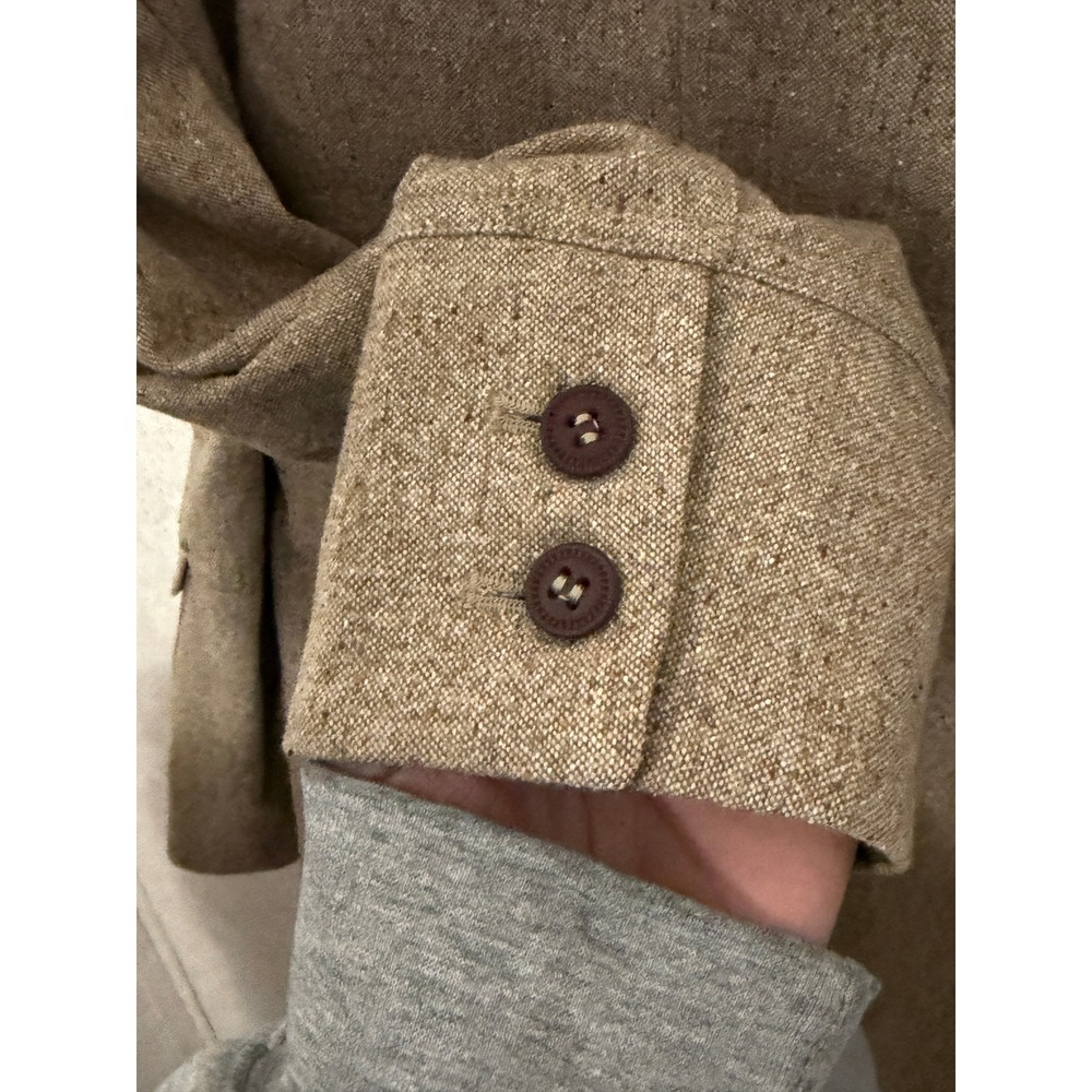 LL Bean Field Coat Barn Jacket Women 16 Brown Wool Blend Suede Collar Preppy - Picture 10 of 10